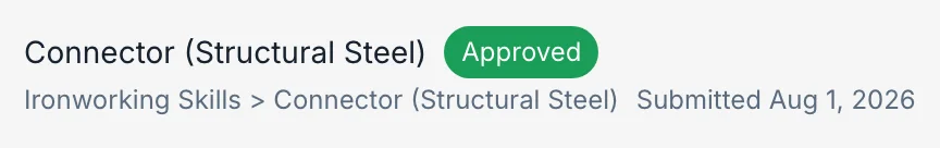 Connector (Structural Steel), approved, submitted Aug 1, 2026