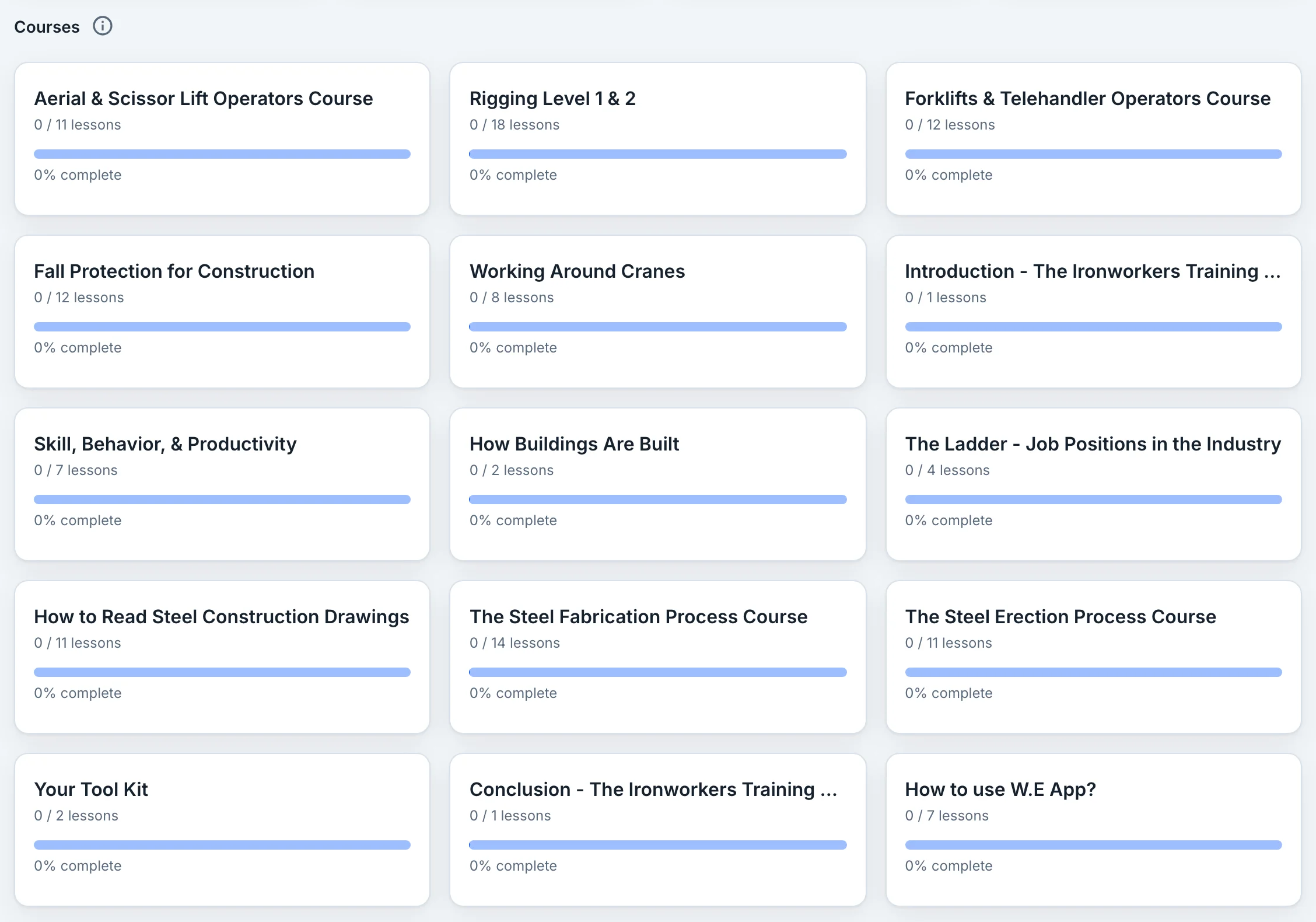 Platform training: 15 video courses, from aerial lifts and rigging to the steel erection process